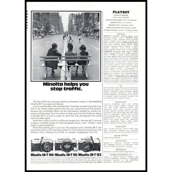 1975 Minolta SR-T 100 101 102 Vintage Print Ad Downtown Street Bench Wall Art - Picture 2 of 2
